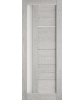 Дверь из экошпона Техно 11 Шале серый (белое стекло)